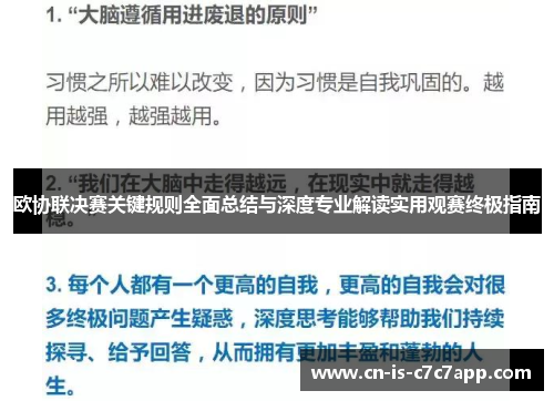 欧协联决赛关键规则全面总结与深度专业解读实用观赛终极指南
